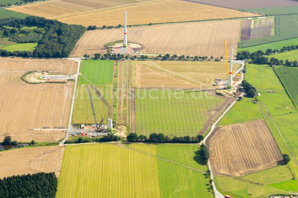 Luftbild Deinste - Baustelle zur Windrad- Montage bei Deinste im Bundesland Niedersachsen, Deutschland