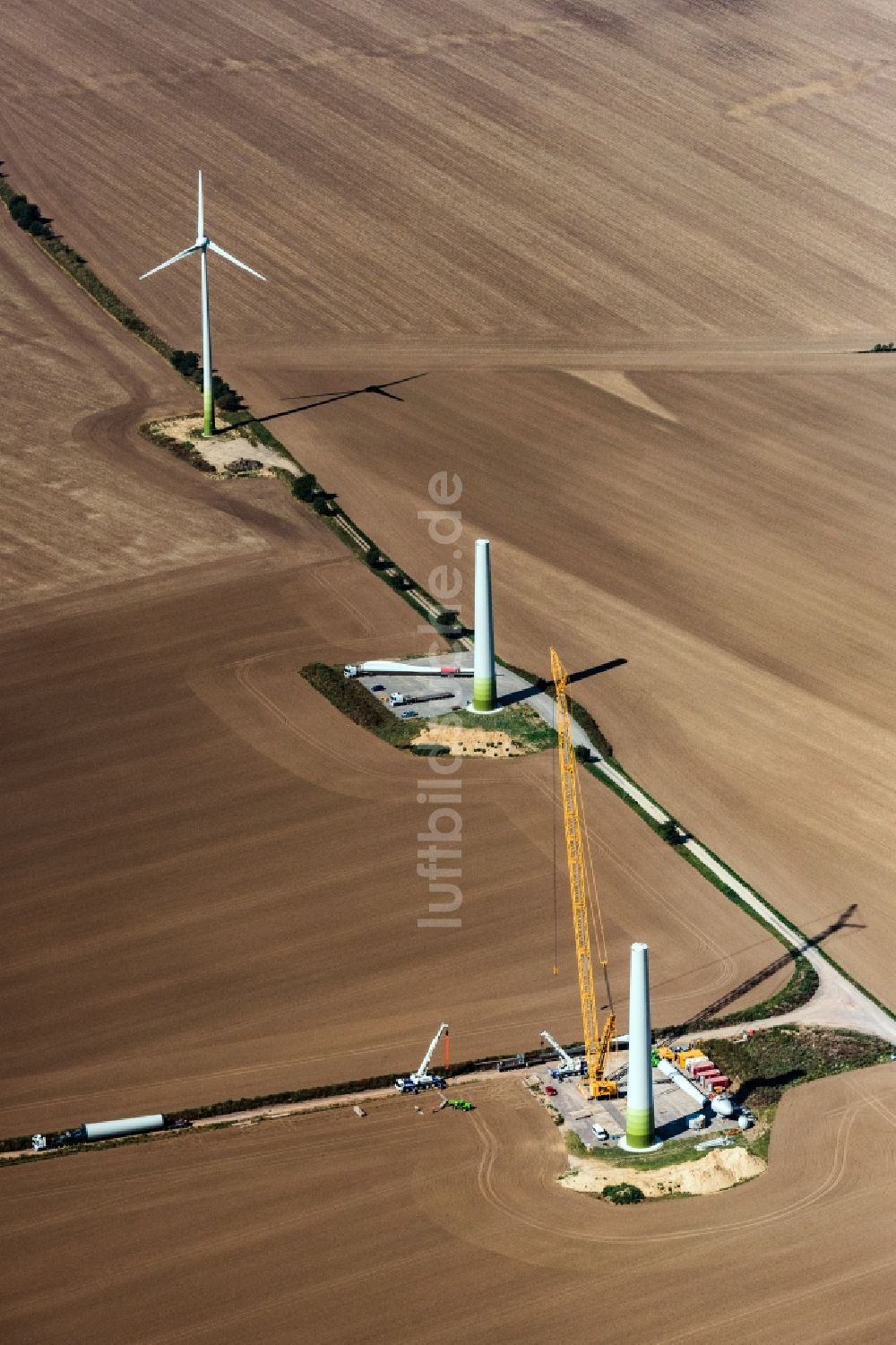 Luftbild Zörbig - Baustelle zur Windrad- Montage der Firma Enercon in Zörbig im Bundesland Sachsen-Anhalt