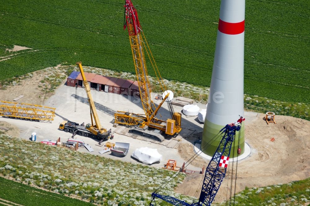 Luftbild Rosdorf - Baustelle zur Windrad- Montage in Rosdorf im Bundesland Niedersachsen, Deutschland