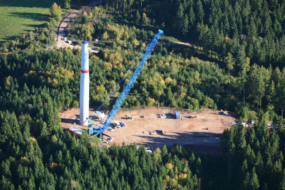 Hasel von oben - Baustelle zur Windrad- Montage im Windpark Hasel im Bundesland Baden-Württemberg, Deutschland