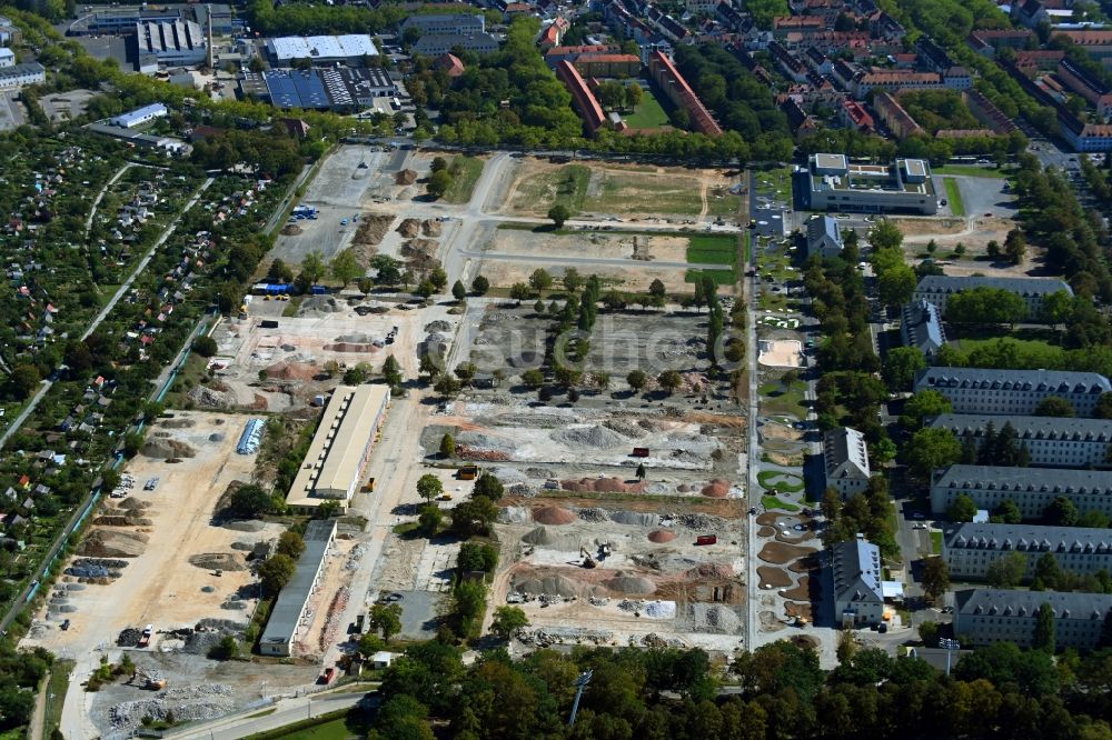 Luftbild Schweinfurt - Baustellen- Gelände und Gebäudekomplex der ehemaligen Militär- Kaserne in Schweinfurt im Bundesland Bayern, Deutschland