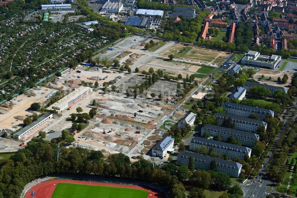 Luftaufnahme Schweinfurt - Baustellen- Gelände und Gebäudekomplex der ehemaligen Militär- Kaserne in Schweinfurt im Bundesland Bayern, Deutschland