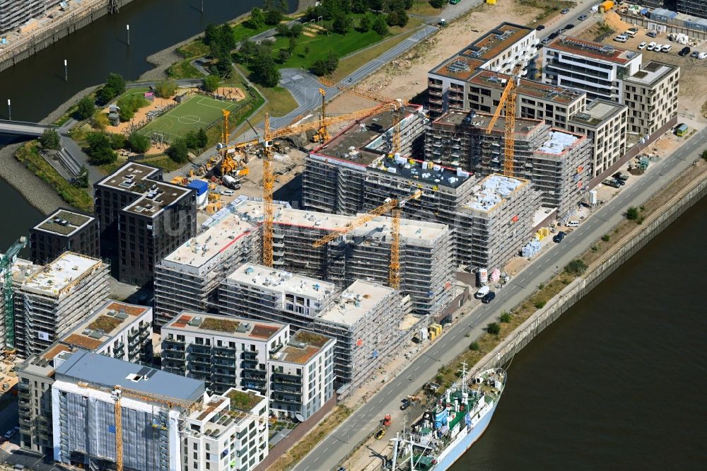 Luftaufnahme Hamburg - Baustellen für Wohn- und Geschäftshäuser Baakenhafen in Hamburg, Deutschland
