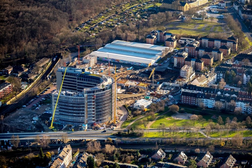 Luftbild Düsseldorf - Baustellen zum Neubau eines Stadtquartiers Arcadiaparc im Ortsteil Rath in Düsseldorf im Bundesland Nordrhein-Westfalen, Deutschland