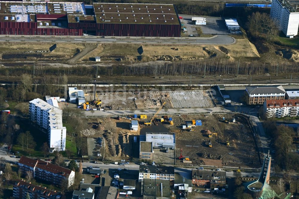 Luftaufnahme Hamburg - Baustellen zum Neubau eines Stadtquartiers an der Billhorner Kanalstraße in Hamburg, Deutschland