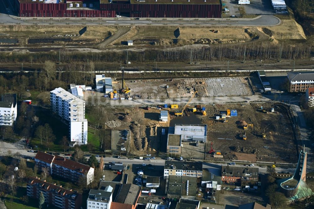 Luftaufnahme Hamburg - Baustellen zum Neubau eines Stadtquartiers an der Billhorner Kanalstraße in Hamburg, Deutschland