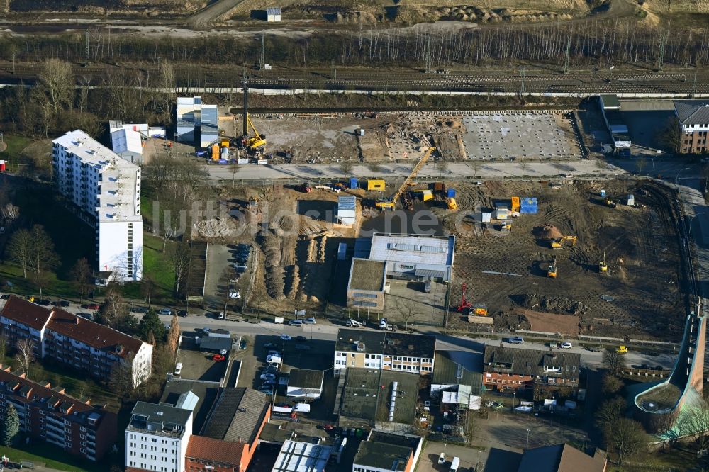 Hamburg von oben - Baustellen zum Neubau eines Stadtquartiers an der Billhorner Kanalstraße in Hamburg, Deutschland