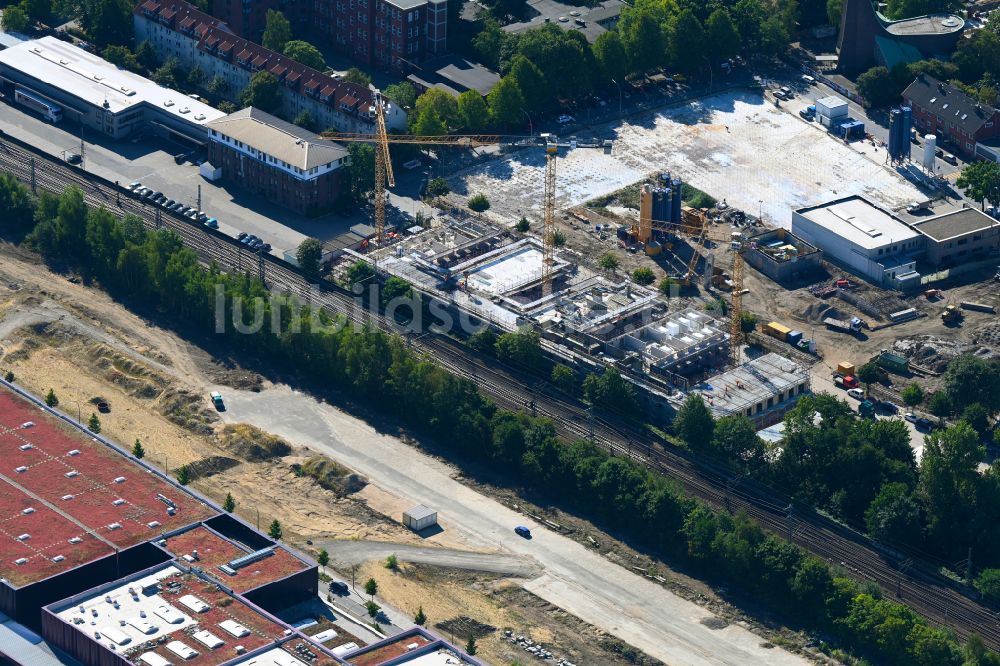 Luftbild Hamburg - Baustellen zum Neubau eines Stadtquartiers an der Billhorner Kanalstraße in Hamburg, Deutschland