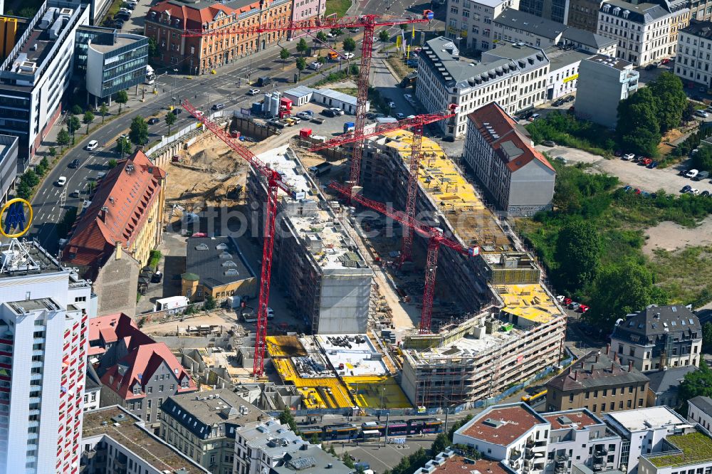 Luftaufnahme Leipzig - Baustellen zum Neubau eines Stadtquartiers Krystallpalast-Areal in Leipzig im Bundesland Sachsen, Deutschland