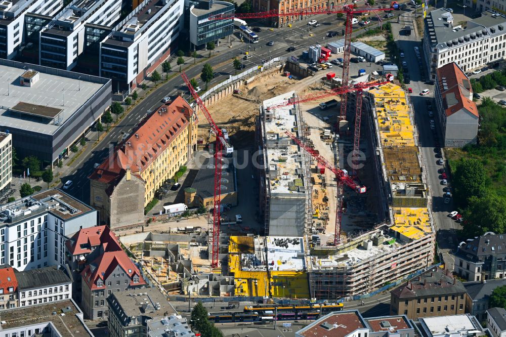 Leipzig von oben - Baustellen zum Neubau eines Stadtquartiers Krystallpalast-Areal in Leipzig im Bundesland Sachsen, Deutschland