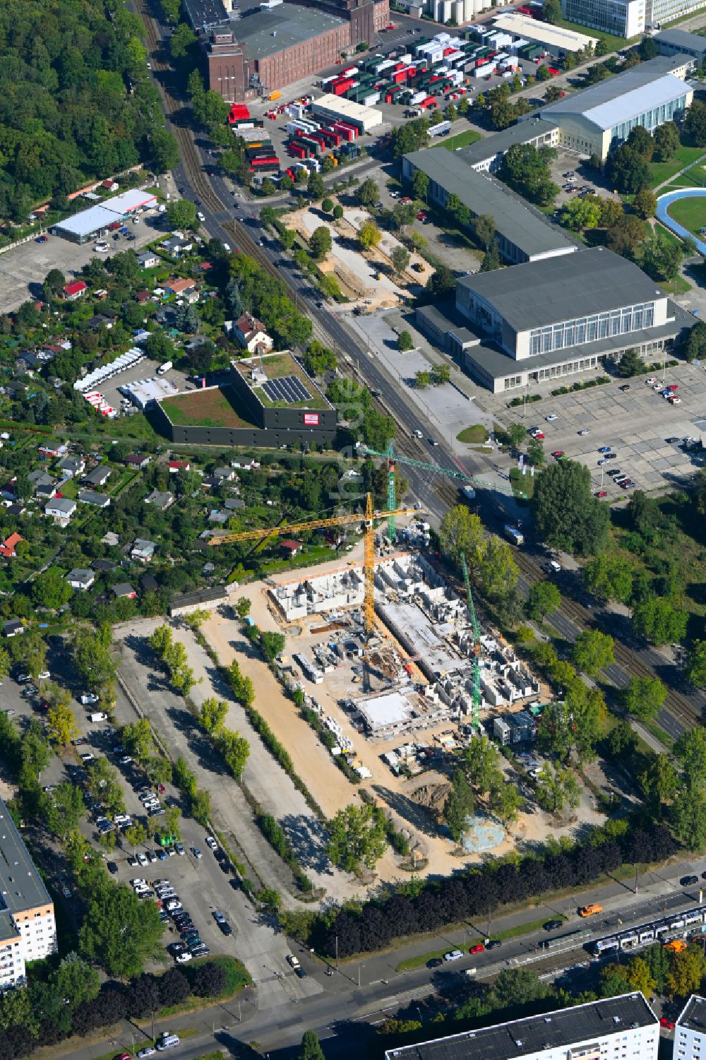 Berlin aus der Vogelperspektive: Baustellen zum Neubau eines Stadtquartiers im Ortsteil Fennpfuhl in Berlin, Deutschland