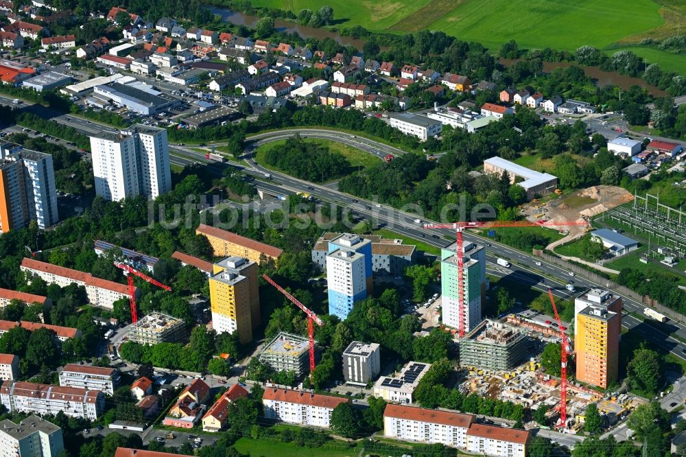 Luftbild Erlangen - Baustellen zum Neubau eines Stadtquartiers Quartier Isarring in Erlangen im Bundesland Bayern, Deutschland