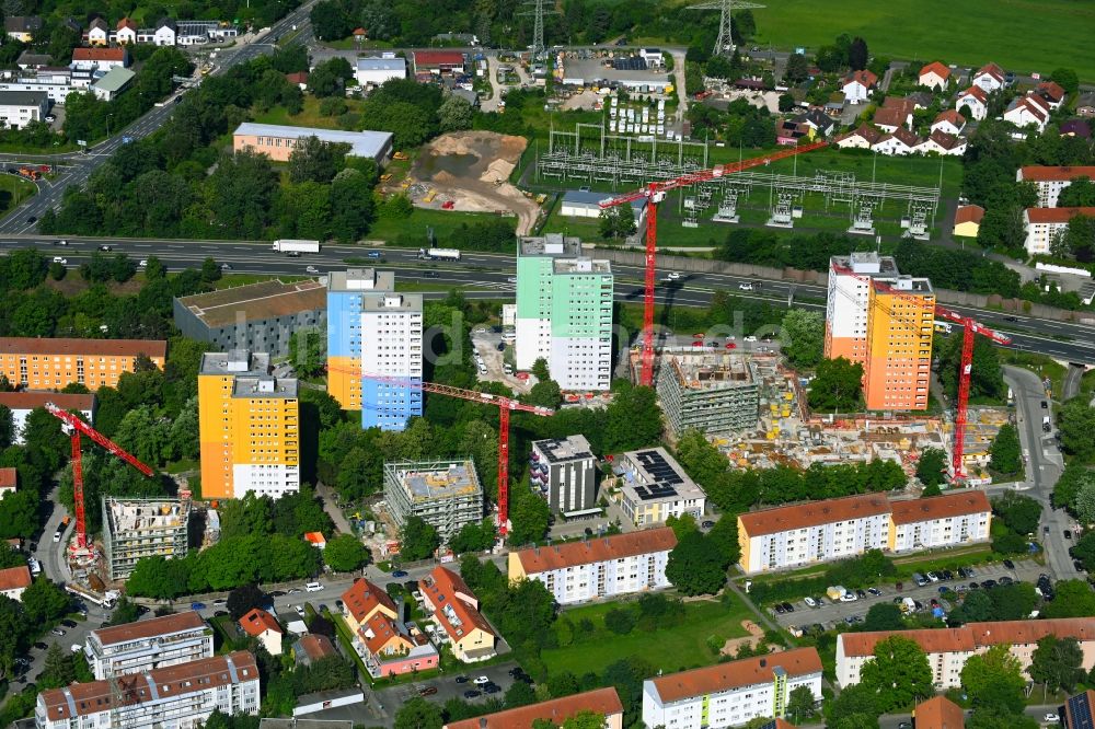 Luftbild Erlangen - Baustellen zum Neubau eines Stadtquartiers Quartier Isarring in Erlangen im Bundesland Bayern, Deutschland
