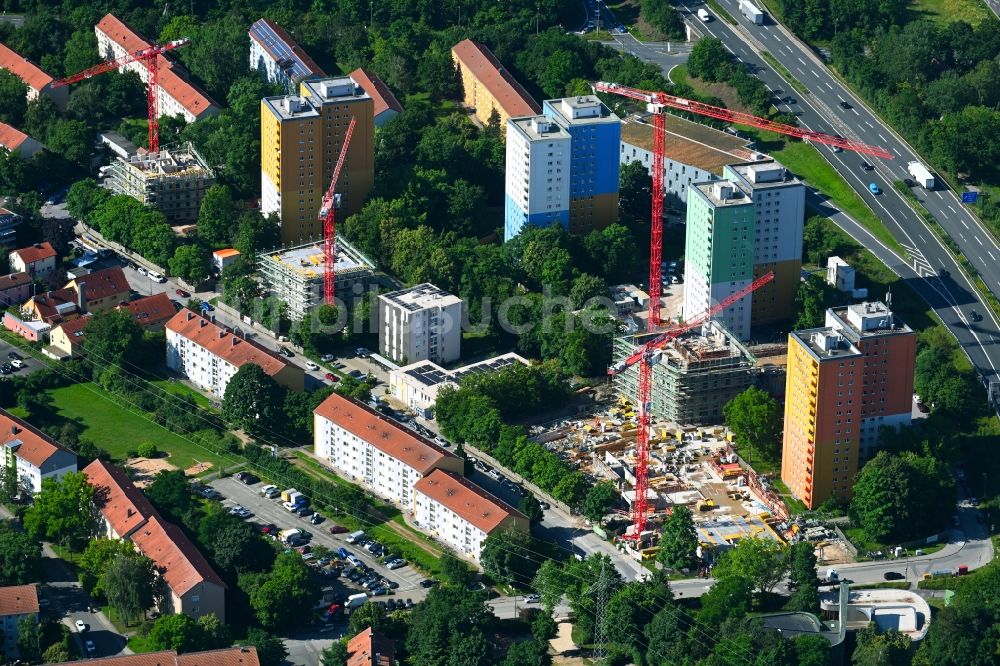 Erlangen von oben - Baustellen zum Neubau eines Stadtquartiers Quartier Isarring in Erlangen im Bundesland Bayern, Deutschland