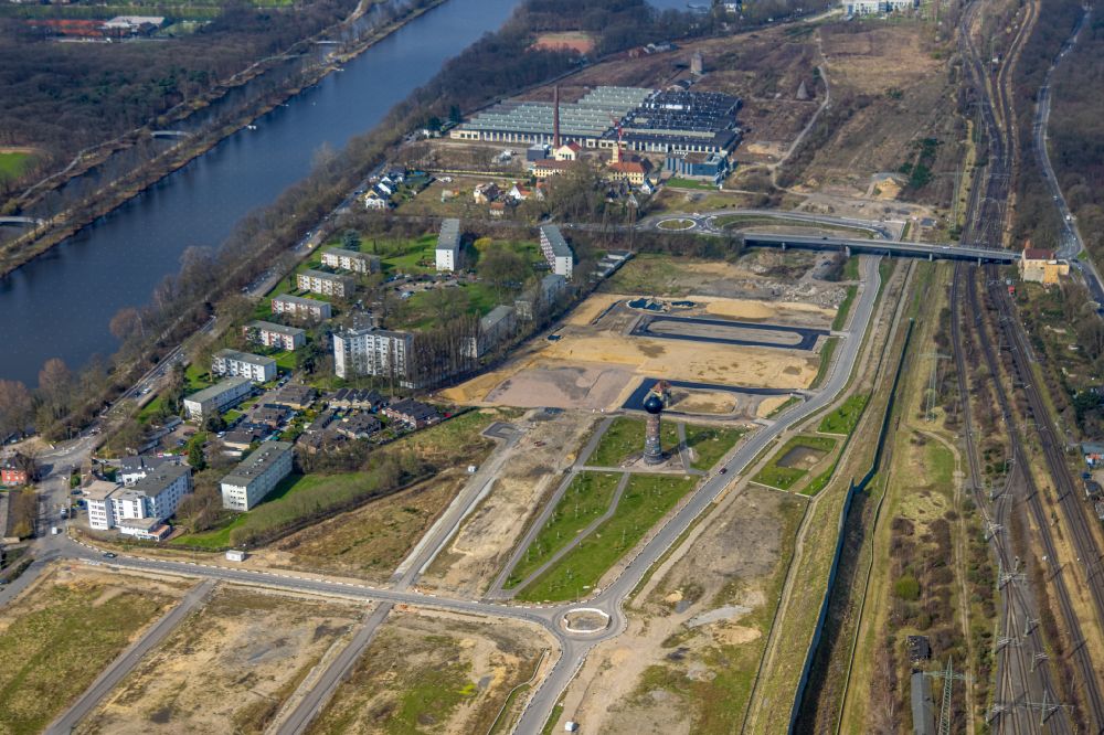 Luftbild Duisburg - Baustellen zum Neubau eines Stadtquartiers 6 Seen Wedau - Wohnen am Wasser in Duisburg im Bundesland Nordrhein-Westfalen, Deutschland