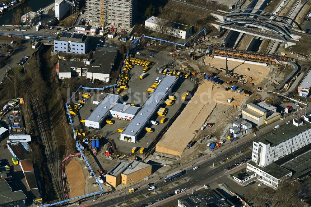 Luftbild Berlin - Baustellen zum Neubau der Verlängerung der Stadtautobahn A100 in Berlin Neukölln