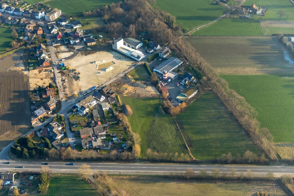 Luftbild Dorsten - Baustellen zum Neubau- Wohngebiet einer Einfamilienhaus- Siedlung Auf dem Beerenkamp - Schwickingsfeld in Dorsten im Bundesland Nordrhein-Westfalen, Deutschland