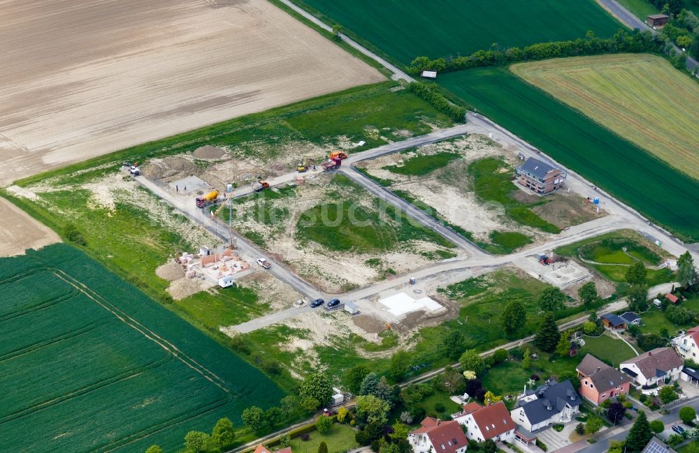Luftaufnahme Göttingen - Baustellen zum Neubau- Wohngebiet einer Einfamilienhaus- Siedlung in Göttingen im Bundesland Niedersachsen, Deutschland