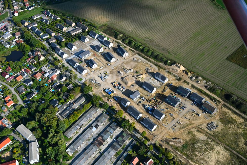 Luftbild Rüdersdorf - Baustellen zum Neubau- Wohngebiet einer Einfamilienhaus- Siedlung in Rüdersdorf im Bundesland Brandenburg, Deutschland