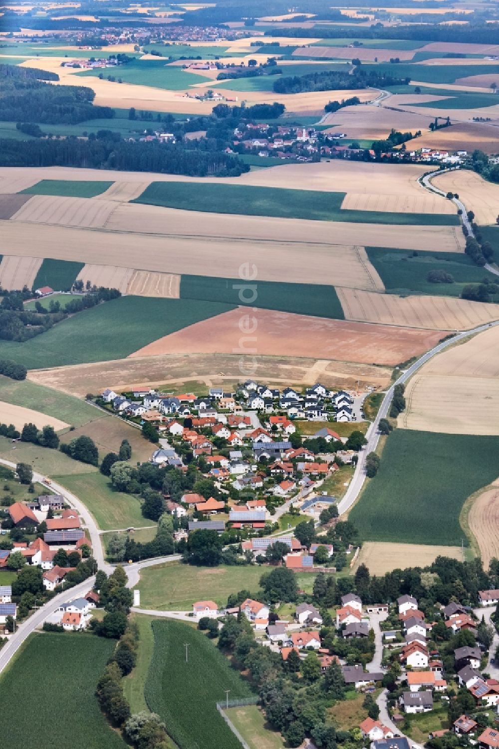 Luftbild Ergolding - Baustellen zum Neubau- Wohngebiet einer Einfamilienhaus- Siedlung Schreinerfeld III in Ergolding im Bundesland Bayern, Deutschland