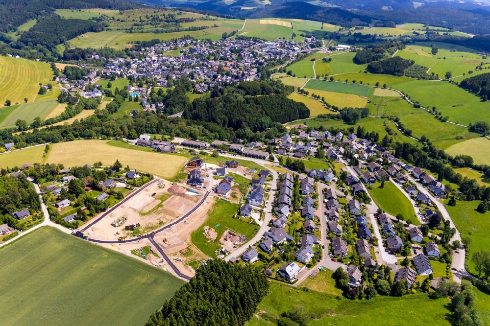 Luftbild Usseln - Baustellen zum Neubau- Wohngebiet einer Einfamilienhaus- Siedlung in Usseln im Bundesland Hessen, Deutschland