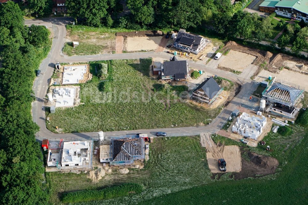 Luftbild Stade - Baustellen zum Neubau- Wohngebiet einer Einfamilienhaus- Siedlung Vor der Weide in Stade im Bundesland Niedersachsen, Deutschland