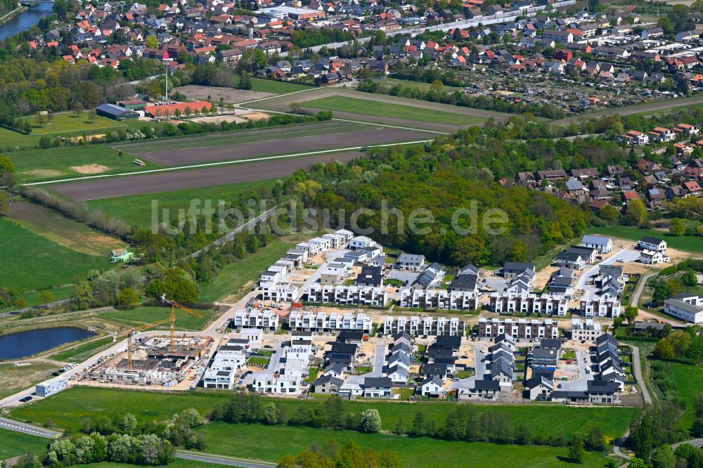 Luftbild Wolfsburg - Baustellen zum Neubau- Wohngebiet einer Einfamilienhaus- Siedlung Wiesengarten in Wolfsburg im Bundesland Niedersachsen, Deutschland