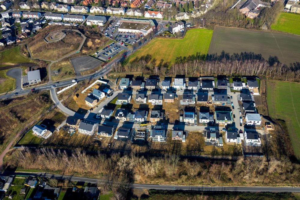 Luftaufnahme Bochum - Baustellen zum Neubau- Wohngebiet einer Einfamilienhaus- Siedlung Wohnpark Hiltrop in Bochum im Bundesland Nordrhein-Westfalen, Deutschland