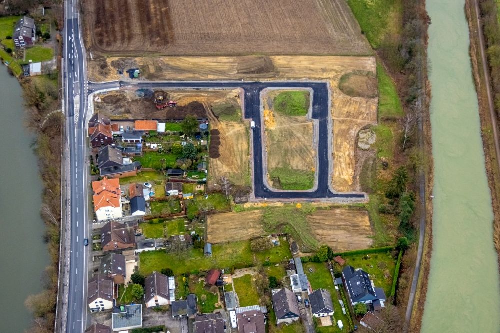 Hamm aus der Vogelperspektive: Baustellen zum Neubau- Wohngebiet im Ortsteil Heessen in Hamm im Bundesland Nordrhein-Westfalen, Deutschland