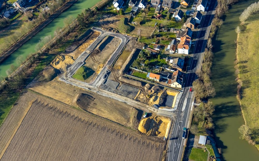 Luftbild Hamm - Baustellen zum Neubau- Wohngebiet im Ortsteil Heessen in Hamm im Bundesland Nordrhein-Westfalen, Deutschland