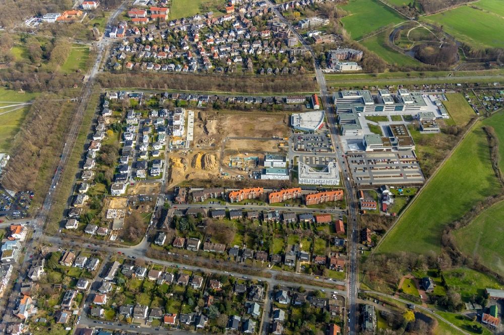Hamm aus der Vogelperspektive: Baustellen zum Neubau- Wohngebiet Paracelsuspark in Hamm im Bundesland Nordrhein-Westfalen