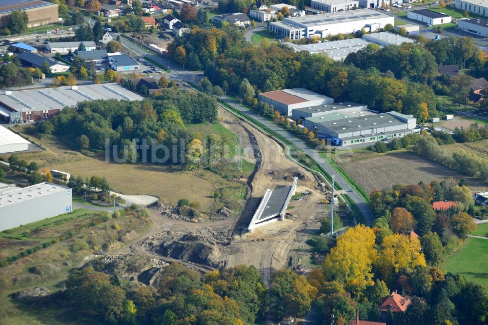 Luftbild Steinhagen - Baustellen zur Erweiterung der Bundesautobahn A33 in Steinhagen in Nordrhein-Westfalen
