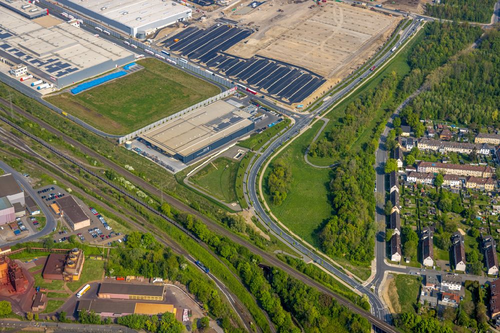 Luftaufnahme Dortmund - Baustoffhandel und Logistikzentrum DEG Dach-Fassade-Holz eG in Dortmund im Bundesland Nordrhein-Westfalen, Deutschland