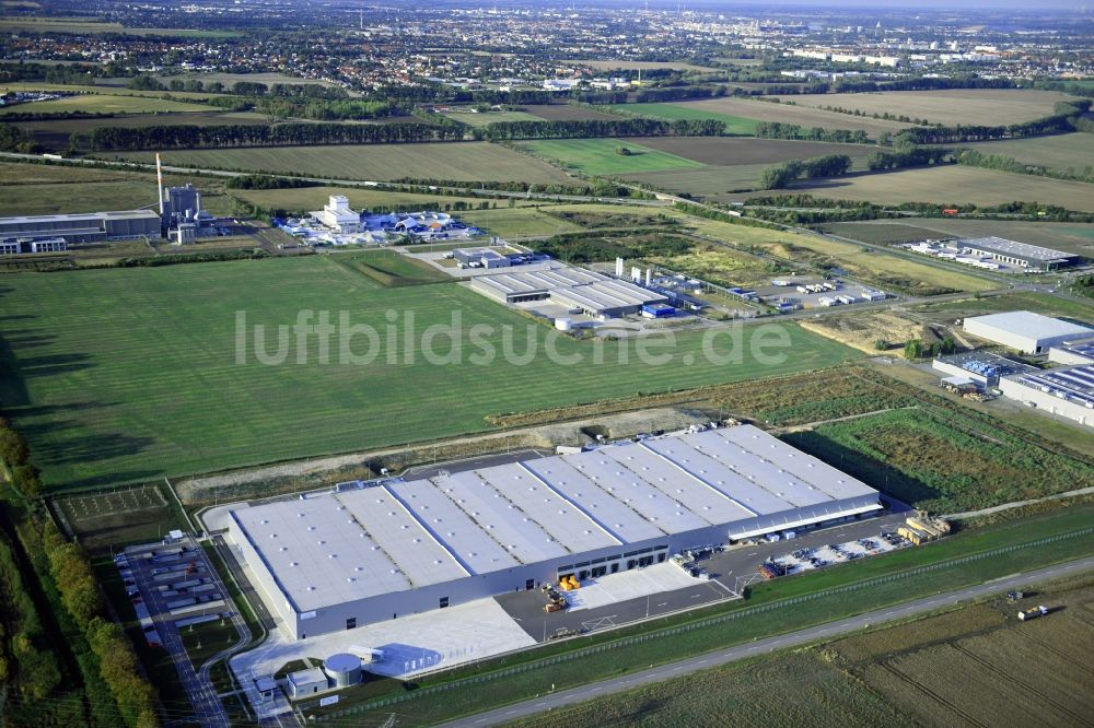Sülzetal von oben - Baustoffhandel und Logistikzentrum SGBD Deutschland GmbH in Sülzetal im Bundesland Sachsen-Anhalt, Deutschland