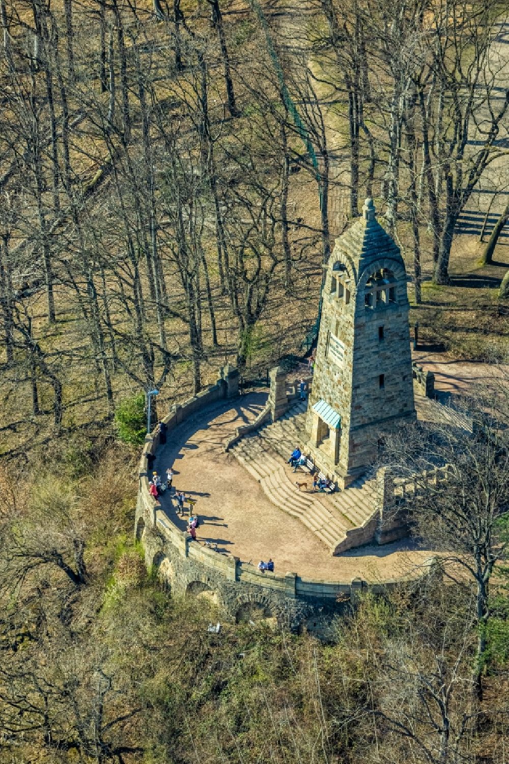Luftbild Witten - Bauwerk des Aussichtsturmes Berger- Denkmal in Witten im Bundesland Nordrhein-Westfalen, Deutschland