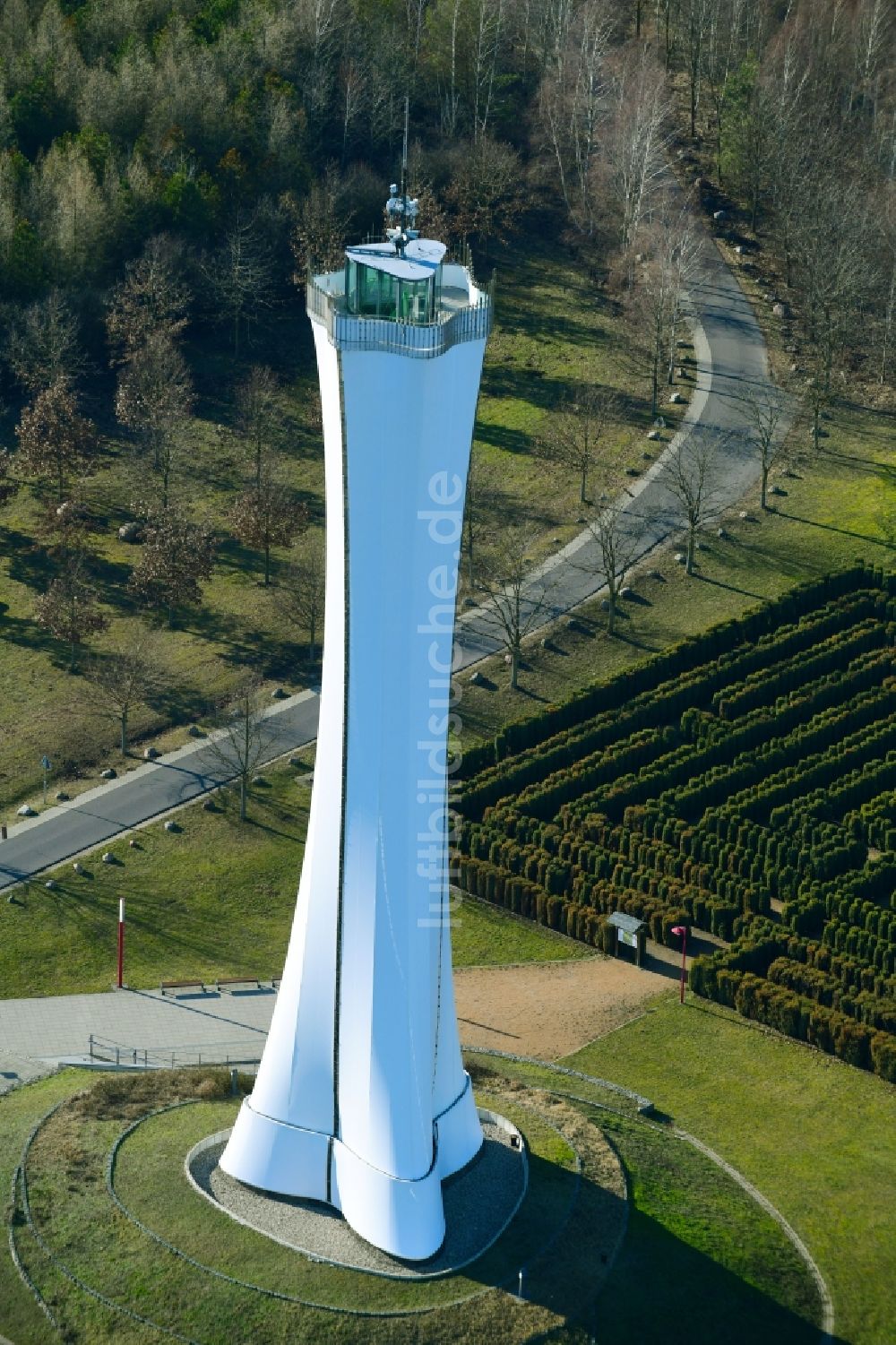 Luftbild Teichland - Bauwerk des Aussichtsturmes Bärenbrücker Höhe in Teichland im Bundesland Brandenburg, Deutschland