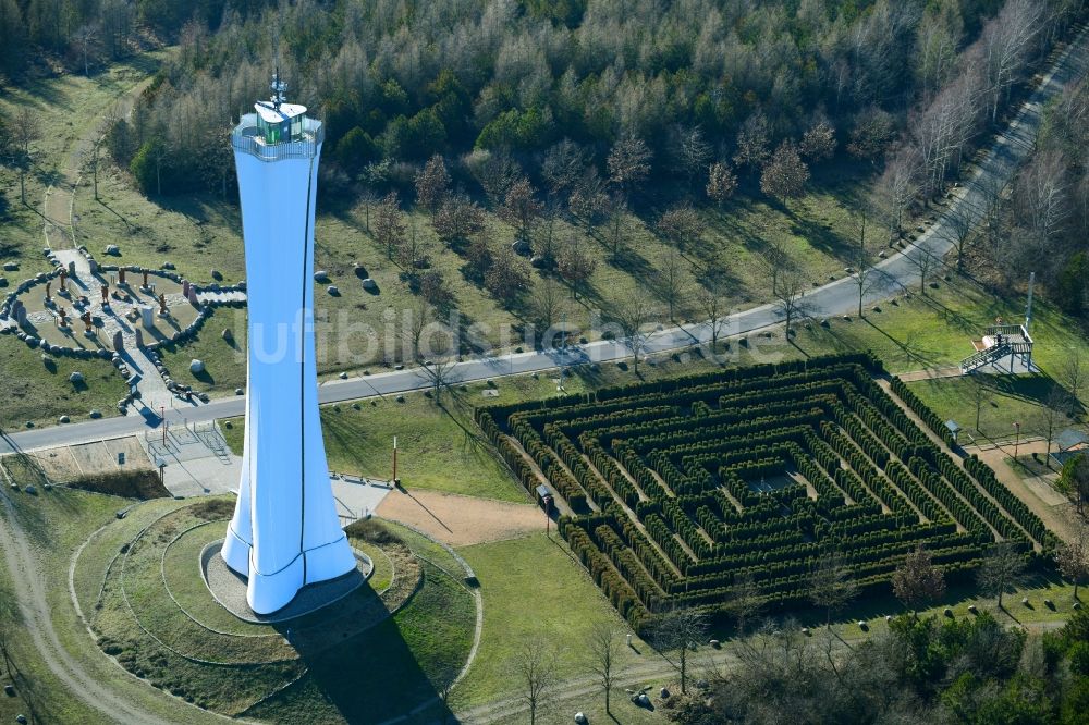 Luftbild Teichland - Bauwerk des Aussichtsturmes Bärenbrücker Höhe in Teichland im Bundesland Brandenburg, Deutschland