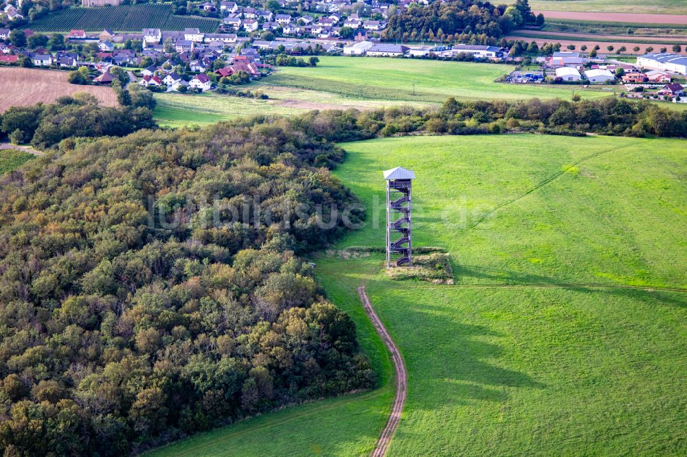 Schloßböckelheim aus der Vogelperspektive: Bauwerk des Aussichtsturmes Heimbergturm in Schloßböckelheim im Bundesland Rheinland-Pfalz, Deutschland