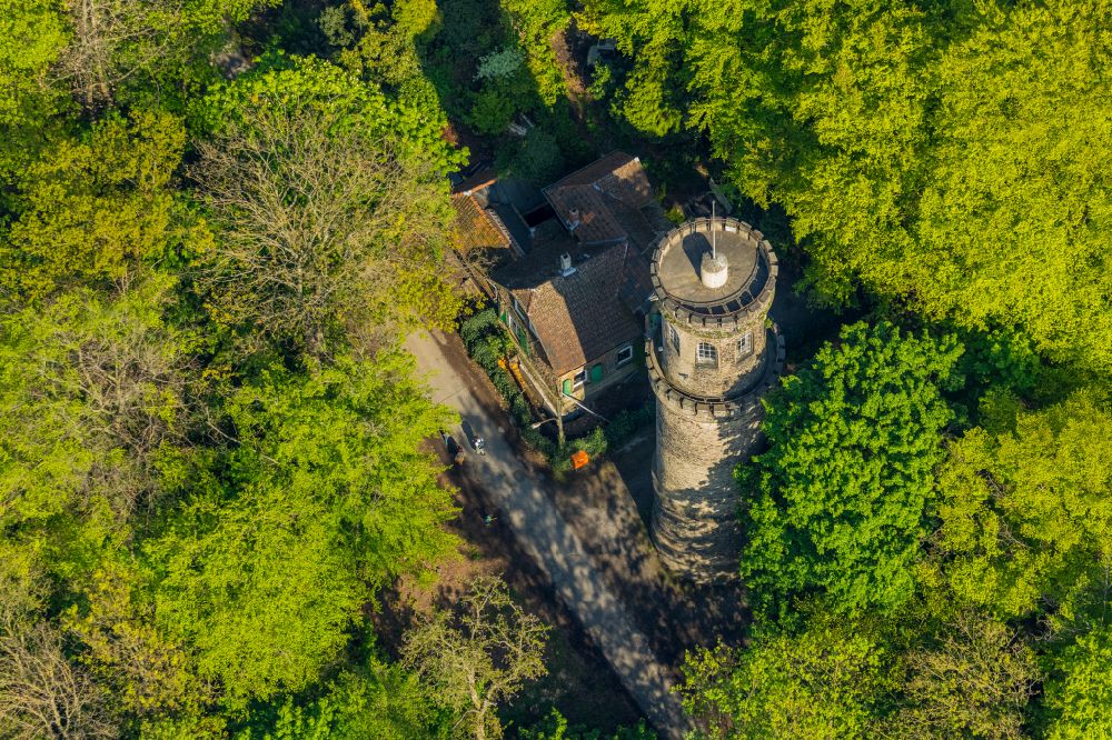 Witten aus der Vogelperspektive: Bauwerk des Aussichtsturmes Helenenturm in Witten im Bundesland Nordrhein-Westfalen, Deutschland