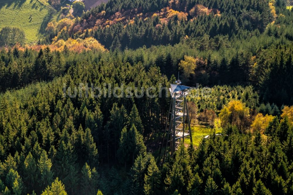 Freiamt von oben - Bauwerk des Aussichtsturmes Hünersedel in Freiamt im Bundesland Baden-Württemberg, Deutschland