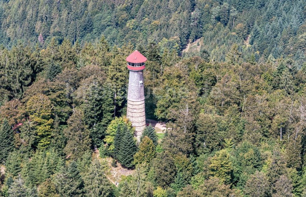 Schopfheim von oben - Bauwerk des Aussichtsturmes Hohe Möhr in Schopfheim im Bundesland Baden-Württemberg, Deutschland