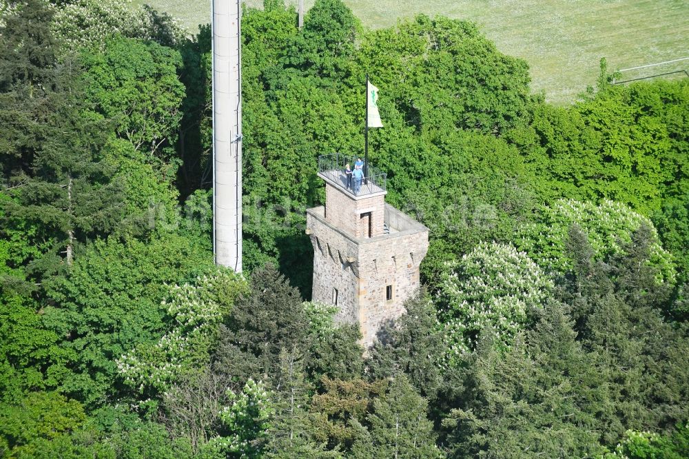 Bingen am Rhein von oben - Bauwerk des Aussichtsturmes Kaiser-Friedrich-Turm in Bingen am Rhein im Bundesland Rheinland-Pfalz, Deutschland