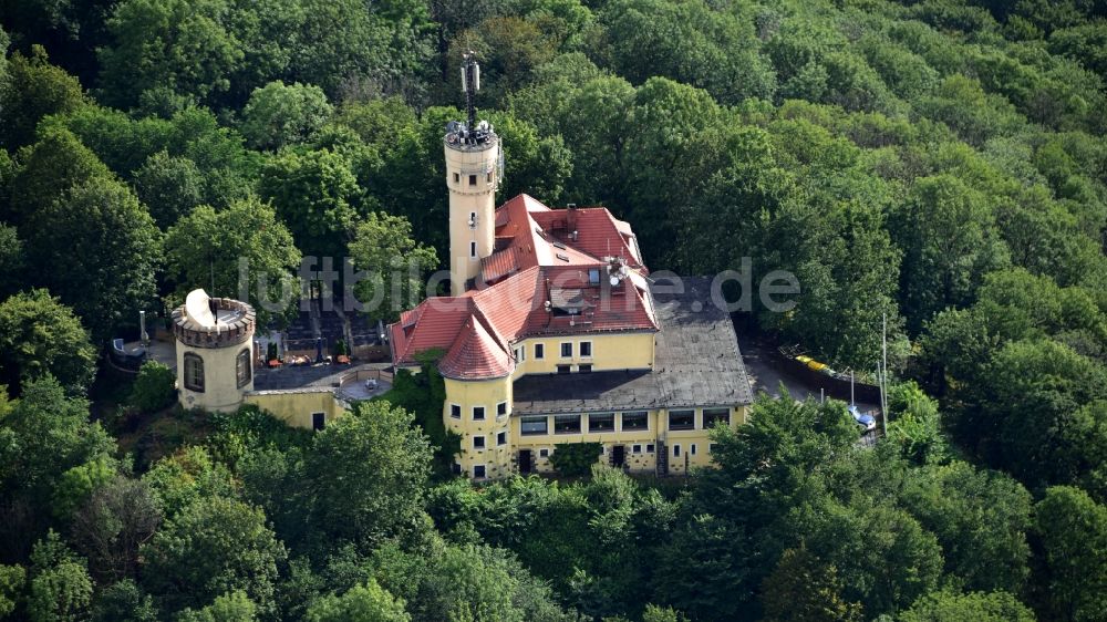Luftaufnahme Görlitz - Bauwerk des Aussichtsturmes Landeskrone in Görlitz im Bundesland Sachsen, Deutschland