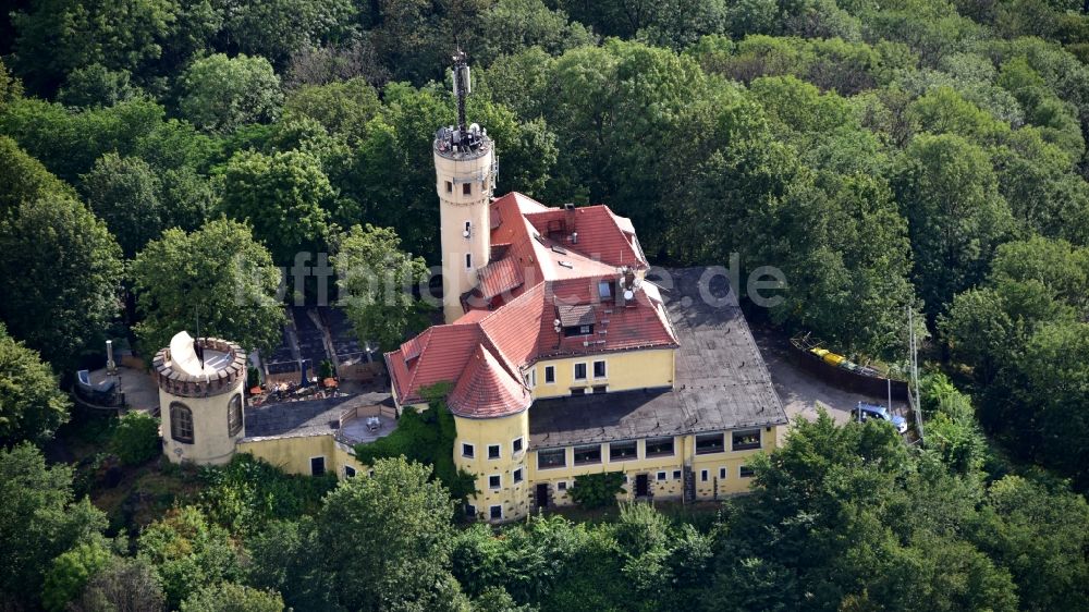 Luftbild Görlitz - Bauwerk des Aussichtsturmes Landeskrone in Görlitz im Bundesland Sachsen, Deutschland