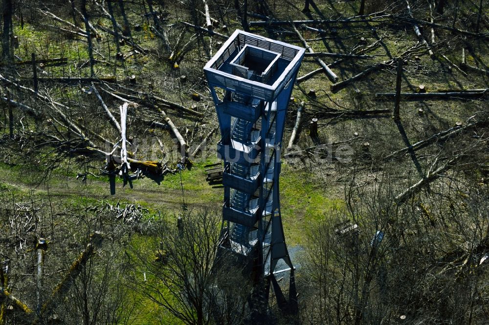 Luftbild Motten - Bauwerk des Aussichtsturmes Mottener Haube in Motten im Bundesland Bayern, Deutschland