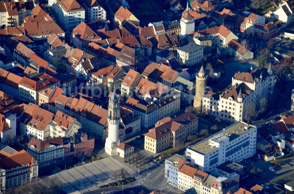 Luftaufnahme Bautzen - Bauwerk des Aussichtsturmes Reichenturm in Bautzen im Bundesland Sachsen, Deutschland