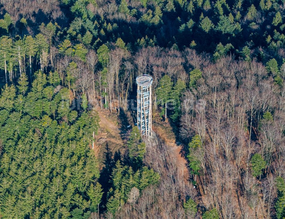 Luftaufnahme Haslach im Kinzigtal - Bauwerk des Aussichtsturmes Uhrenkopfturm in Haslach im Kinzigtal im Bundesland Baden-Württemberg, Deutschland