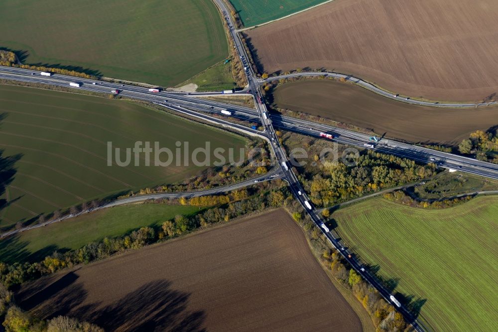 Luftbild Friedland - Behelfs-Autobahnabfahrt der BAB A38 in Friedland im Bundesland Niedersachsen, Deutschland