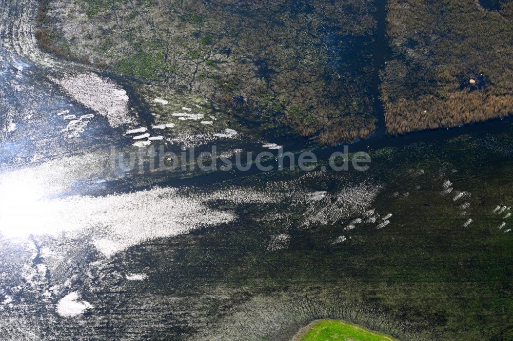 Luftaufnahme Jederitz - Überflutete Flutungswiesen am Hochwasser- Pegel führenden Flußbett der Havel in Jederitz im Bundesland Sachsen-Anhalt, Deutschland
