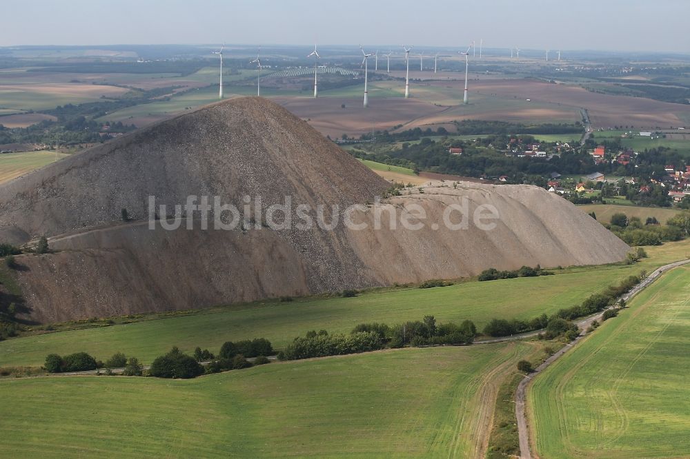 Luftbild Volkstedt - Bergbau- Abraumhalde des ehemaligen Kupfer - Bergbaus in Volkstedt im Bundesland Sachsen-Anhalt, Deutschland